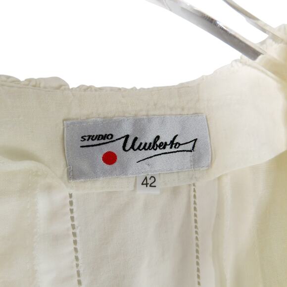 Vintage Umberto Ginocchoetti Victorian White Puff Sleeve Blouse Silver Buttons - Picture 12 of 12